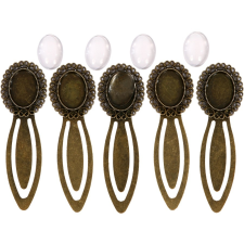 Fém könyvjelzőalap lencsével ovális, 13 x 18 mm - bronz ékszeralap