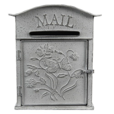 Fém postaláda virágos-pillangós 26x10x31cm,szürke postaláda