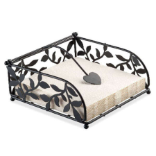  Fém szalvétatartó - fekete, leveles konyhai eszköz