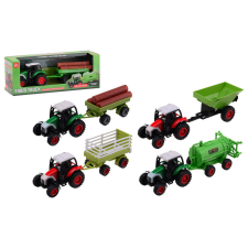 Fém traktor utánfutóval - 22 cm, többféle autópálya és játékautó