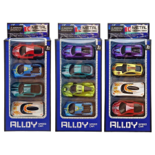  Fém versenyautók 4db-os készlet autópálya és játékautó