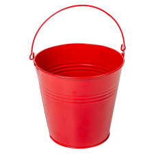  Fém vödör piros D16x15cm dekorációs kellék