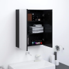  Fényes fekete MDF tükrös fürdőszobaszekrény 60 x 15 x 75 cm