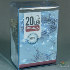  Fényfüzér 20 LED-es transparens elemes (elem nélkül) hideg dekorációs kellék