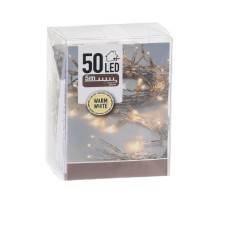  Fényfüzér 50 LED-es tranparens elemes (elem nélkül) meleg dekorációs kellék