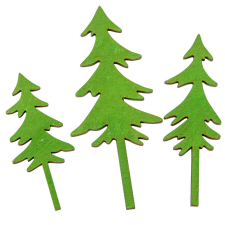  Fenyő hegyvidéki fa metál zöld 10-12-15cm 3db-os dekorációs kellék