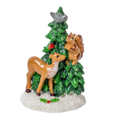  Fenyőfa állatokkal polyresin 7,5cm dekorációs kellék