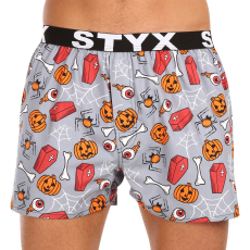  Férfi bő szárú boxeralsók Styx art sportos gumipánt Halloween koporsó (B1752) XL
