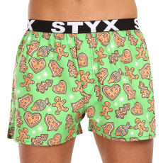  Férfi bő szárú boxeralsók Styx art sportos gumipánt karácsonyi mézeskalács (B1753) L