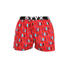  Férfi bő szárú boxeralsók Styx art sportos gumipánt minták (B1659) XXL