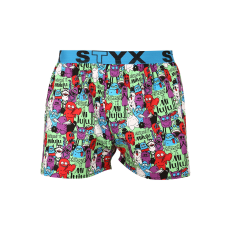  Férfi bő szárú boxeralsók Styx art sportos gumipánt szörnyek (B1555) XXL