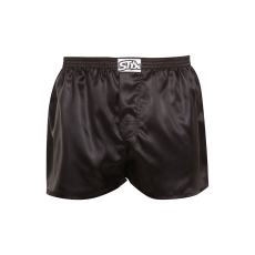  férfi bő szárú boxeralsók Styx klasszikus gumipánt szatén fekete (C960) XL