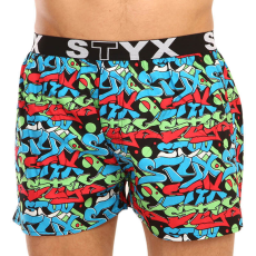  Férfi bő szárú boxeralsók Styx művészet sportos gumipánt graffiti (B1255) XXL