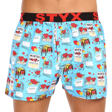  Férfi bő szárú boxeralsók Styx művészet sportos gumipánt rugalmas Valentin-nap pár (B1756) XL