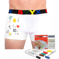  Férfi boxeralsó Styx sportos gumipánt fehér + textil markerek (GF1061) S