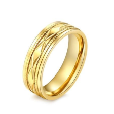  Férfi jegygyűrű, karikagyűrű, rozsdamentes acél, arany színű, 10-es méret gyűrű
