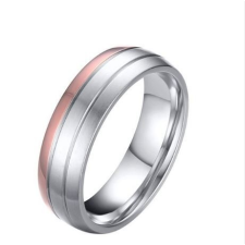  Férfi jegygyűrű, karikagyűrű, rozsdamentes acél, ezüst/rózsaszín, 12-es méret gyűrű