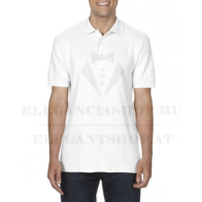  Férfi pamut galléros póló - Fehér férfi póló