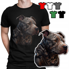  FÉRFI PÓLÓ PÓLÓ MINTÁK VÁLASZTÁS - ÁLLATOKKAL PITBULL KUTYÁK - L férfi póló
