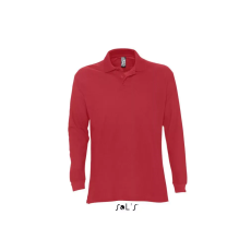  Férfi STAR hosszú ujjú galléros pamut póló, SOLS SO11328, Red-L