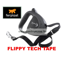  Ferplast Flippy Tech Deluxe Tape Medium Black Szalagos Póráz - Fekete nyakörv, póráz, hám kutyáknak