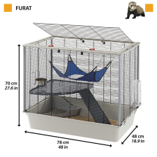 Ferplast Furet PLUS vadászgörény ketrec felszereléssel 78x48x70cm ketrec, szállítóbox rágcsálóknak