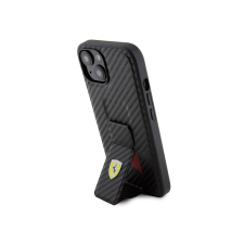  Ferrari Carbon Grip Stand Case for iPhone 15 fekete (FEHCP15SGSNCAK) tok és táska