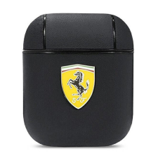 Ferrari On Track Apple AirPods bőr tok, fekete fülhallgató, fejhallgató tok