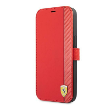 Ferrari On Track Apple iPhone 13 mini karbon flip tok, piros tok és táska