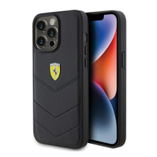 Ferrari Quilted Metal Logo iPhone 15 Pro Max kemény hátlap tok, fekete FEHCP15XRDUK tok és táska