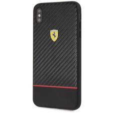 Ferrari Racing On-Track karbon és puha gumi tok iPhone XS Max fekete tok és táska