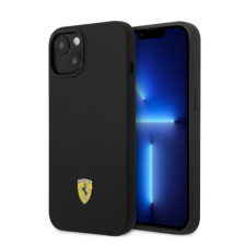 Ferrari Silicone Metal Apple iPhone 14 Magsafe hátlap tok, fekete tok és táska