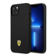 Ferrari Silicone Metal Apple iPhone 14 Plus hátlap tok, fekete tok és táska