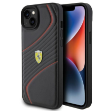Ferrari Twist fém logós tok iPhone 15 Plus készülékhez - fekete tok és táska