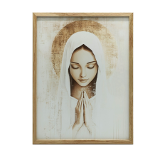 FESTÉS VÁSZONRA MÁRIA IMÁJA CSENDBEN FEHÉR KERETTEL 30x40 CM grafika, keretezett kép