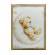  FESTÉS VÁSZONRA STRATCH KERETRE MEDVE A HOLDON 50x70 CM KERET NÉLKÜL grafika, keretezett kép