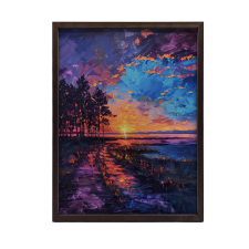 FESTMÉNY VÁSZONRA ÁLDOTT BÉKÉBEN LEMENŐ NAP KERET NÉLKÜL 50x70 grafika, keretezett kép