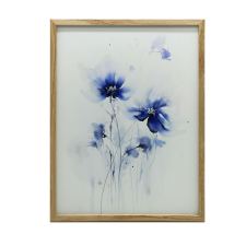 FESTMÉNY VÁSZONRA FINOM KÉK VIRÁGOK VÁSZON PREMIUM 70x100 CM grafika, keretezett kép