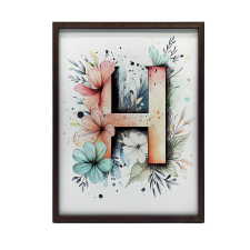  FESTMÉNY VÁSZONRA VIRÁG BETŰ H DEKORÁCIÓ VÁSZON 50x70 CM grafika, keretezett kép