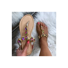 FF Lux Shoes Crystal Shine - köves, arany díszítéses szandál  Méret: 37 (SL-002-GOLD-37)