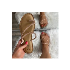 FF Lux Shoes Linéa Charm - strasszos, spirálpántos papucs  Szín: rosegold, Méret: 38 női papucs