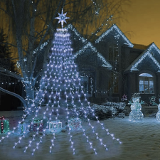 FHhely Karácsonyfa formájú LED fényfüzér, 8 világítási mód - hideg fehér karácsonyfa izzósor