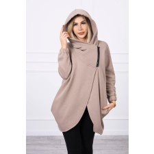 FiatalDivat Asszimetrikus melegítő felső rövid cipzárral modell 9110 sötét bézs női pulóver, kardigán