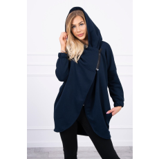 FiatalDivat Asszimetrikus melegítő felső rövid cipzárral modell 9110 tengerészkék