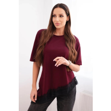 FiatalDivat Aszimmetrikus pamut blúz csipkés szegéllyel, 8493 bordó modell blúz