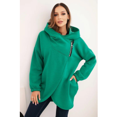 FiatalDivat Bélelt kapucnis pulóver aszimmetrikus cipzárral, 7765-ös modell, zöld