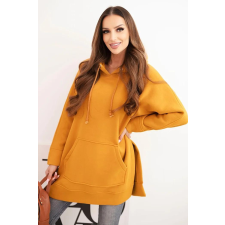 FiatalDivat Bélelt pulóver hasítékokkal és kenguruzsebbel, 9319-es modell, mustárszínű női pulóver, kardigán