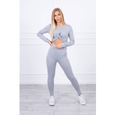 FiatalDivat Blúz és leggings nadrágból álló crop-top szett modell 9329 szűrke