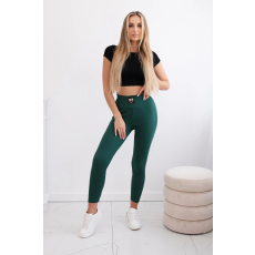 FiatalDivat Bordás anyagból készült leggings magas üléssel, 9440 sötétzöld modell