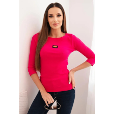 FiatalDivat Bordázott blúz háromnegyedes ujjakkal és rátéttel 64672 ciklámen